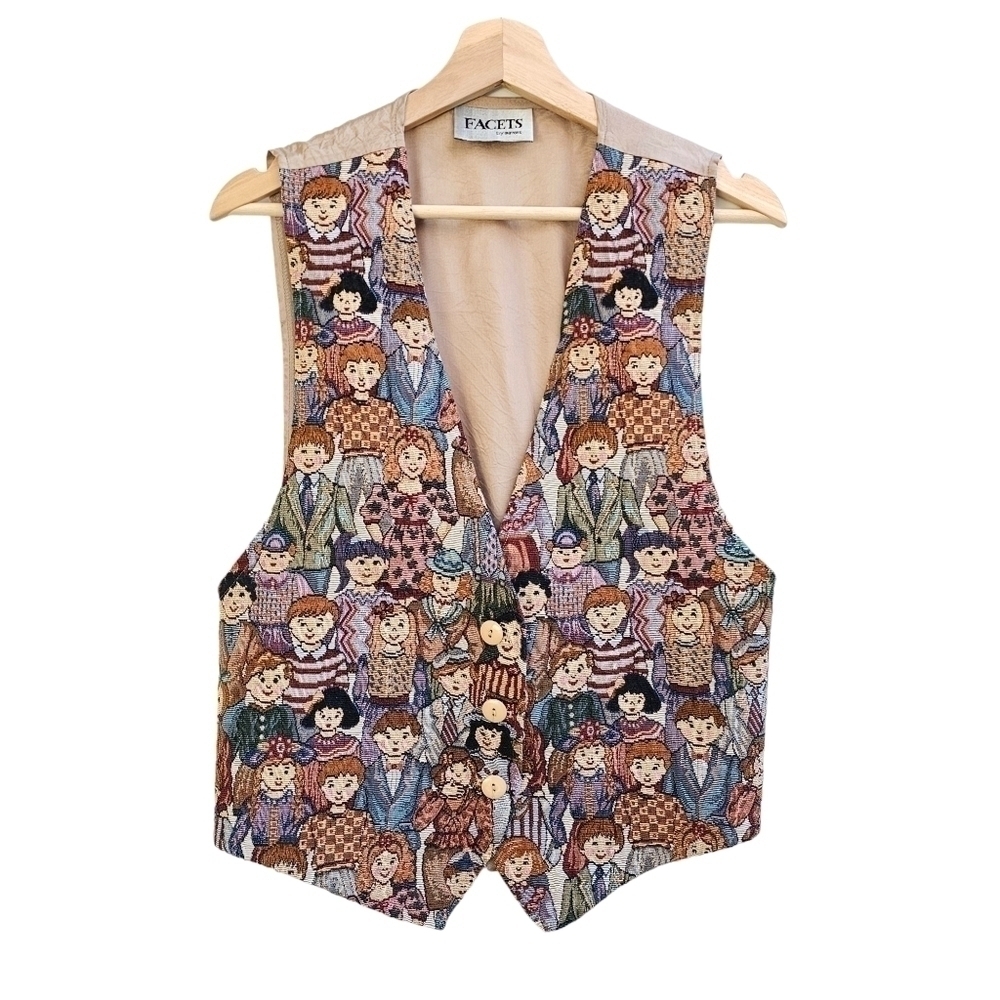 Vintage Facets by Mirrors Embroidered / Tapestry Vest, Size Medium